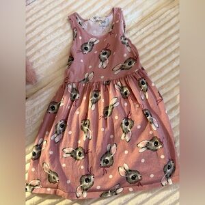 H&M Pink Bunny Print Tank Dress 6X/7 Cotton
